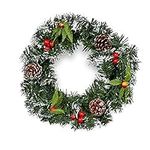 THE TWIDDLERS 10'' Christmas Wreath Door Garland, Front Door Winter Xmas Party Decoration with Frosted Snow Effect, Berries & Pinecones - 27cm