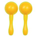 A-Star Plastic Maracas Yellow Pair - 16cm Shaker Rattle, Percussion Rhythm Instrument