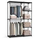 SONGMICS Portable Closet, Freestanding Closet Organizer, Clothes Rack, 16.9 x 48.8 x 71.7 Inches, Black URYG026B02