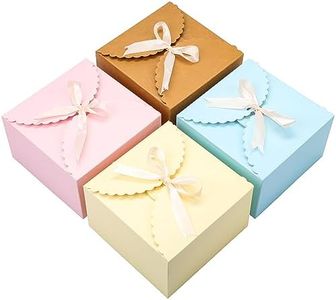 Belle Vous Boite Cadeau Vide Carrée Pastel et Festonnée avec Ruban (Lot de 20) – 15 x 15 x 9 cm – Petite Boite Carton Cadeau de Mariage, Fêtes, Savons Faits Main et Bonbons