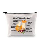 PXTIDY Anatomy of A Fox Makeup Bag Fox Lover Gift Fox Animal Travel Toiletry Bag Carnivore Fox Inspiration Gifts for Women Girl Wildlife Expert Animal Lover Gift, Beige