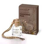 Aromahpure Premium Car Perfume Hanging Pod |10 ML |Musk Fragrance Car Air Freshener |Natural Essential Fragrance Oils in Glass Bottle with Wooden Diffuser Lid |Last Upto 30 Days, IFRA Certified