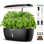 Indoor Garden Hydroponic Growing System: 12 Pods Plant Germination Kit Herb Garden Kit Growth Lamp Countertop with LED Grow Light Hydrophonic Planter Grower Harvest Vegetable Lettuce Black