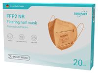 EUROPAPA® 20x FFP2 Orange Masks Respirator Mask 5-Layer Dust Masks Hygienically Individually Packed Body Certified EN149:2001+A1:2009 Mouth Mask EU2016/425