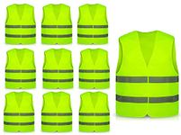 Hitopin 10PCS Safety Vests, Reflective High Visibility Vests, Hi Vis Safety Vests, High Vis Jacket with 2 Reflective Strips, for Traffic Work, Running (Universal Size)