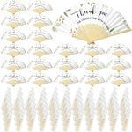 Beeveer 50 Pcs Wedding Foldable Hand Fans Greenery Wedding Handheld Paper Fans with Organza Bag Thank You for Celebrating with Us Foldable Bamboo Fans for Bridal Shower Decorations Bridesmaid Gift