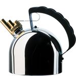 Alessi 9091 FM Officina HOB Kettle with Steel Bottom, Silver, 7.5" x 6.5" x 6.5"