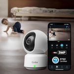 Qubo Smart 360° 3MP [2K] Baby Monitor Camera | Wi-Fi Indoor CCTV for Baby Room | AI Person Detection | Automatic Alarm | App Alerts | NightPulse Vision | SD & Cloud Storage | Made in India
