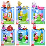 Toptoys2u Bargain Bundles Peppa Pig - 3" 8cm Poseable Articulated Figure & Accessory Sets - Set of All 6 Characters