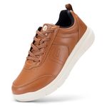 FitVille Mens Wide Fit Smart Casual Shoes Lace Up Oxfords Non Slip Business Dress Shoes Lightweight Walking Sneakers, Brown, 10 UK X-Wide