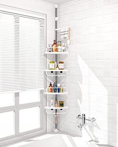 ADOVEL 4 Layer Corner Shower Caddy, Bathroom Corner Shelf, Adjustable Bathroom Shelf, Constant Tension Stainless Steel Pole Bathroom Organizer