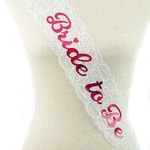 SHATCHI Bride to BE Sash White Lace Hen Night Out Bridal Shower Wedding Fancy Dress Accessory Party Decoration, One Size Fit All