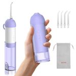 BESTEK Water Dental Flosser Teeth Pick: Cordless Portable Oral Irrigator with 4 Jet Tips, Rechargeable IPX7 Waterproof Water Flosser for Teeth, Gums, Braces Care and Travel - Violet