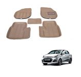 KOZDIKO TPE Car Foot mat for Hyundai Xcent, Beige, Set of 5Pcs.