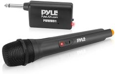 Pyle Portable VHF Wireless Microphone System - Professional Battery Operated Handheld Dynamic Unidirectional Cordless Microphone Transmitter Set W/Adapter Receiver, for PA Karaoke DJ Party, Black