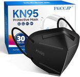 FGCCJP KN95 Face Mask 30pcs Disposable Face Masks Individual Packed Safety 5 Layers Breathable Cup Dust Masks Filtration>95% for Adults Men Women(Black)