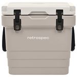 Retrospec Palisade Rotomolded Cooler - Fully Insulated Portable Ice Chest with Built in Bottle Opener, Tie-Down Slots & Dry Goods Basket - Large Beach, Camping & Travel Coolers