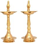 BENGALEN Brass Kerla Diya Samai 10 Inch Kerala Traditional Oil Lamp Deepak Lamp Kutthu vilakku Panchmahal Deepam for Pooja Mandir Diwali Indian Puja Wedding Return Gift Items Set of 2