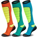 Hylaea Merino Wool Ski Socks, Cold Weather Socks for Snowboarding, Snow, Winter, Thermal Knee high Warm Socks, Hunting, Outdoor Sports Fluorescent Color Medium