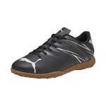 PUMA Unisex-Child Attacanto Indoor Training Sneaker, Puma Black-Silver Mist, 6.5 Big Kid