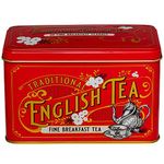 New English Teas Vintage Victorian Tea Tin in Berry-Red with 40 English Breakfast Teabags