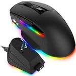 KLIM Blaze X RGB + New + Rechargeable Wireless Gaming Mouse with Charging Dock + Long-Lasting Battery + Up to 12000 DPI + Wired & Wireless Mouse PC, PS5, PS4, Mac + Black