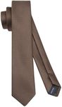 HISDERN Men's Tie Brown Skinny Neck