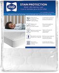 Sealy Stain Protection Waterproof Fitted Toddler Bed and Baby Crib Mattress Pad Cover Protector, Noiseless, Machine Washable and Dryer Friendly 52" x 28" - White