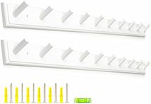 horkmous 2PCS Coat Rack Wall Mounted, Long 38'' Wooden Wall Coat Hooks with 10 Pegs, Wall Peg Rail Hangers for Hanging Towels, Hats, Backpacks, Clothing, Caps(White)