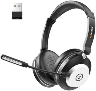 Wireless Headset with Noise Cancelling Microphone Bluetooth Headset - Bluetooth V5.3 Headphones with USB Dongle & Mic Mute for Computer/Laptop/PC/iPhone/Android/Cell Phones/Zoom