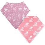 POLKA TOTS 100% Organic Bandana Cotton Baby Bibs with Adjustable Snap Button Closure, Super Absorbent, Soft, Comfortable & Lightweight (Little Princess/Travel, Pack of 2)