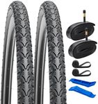 YUNSCM 2-PCS 700C Bike Tires 700x38C/40-622 60TPI and 700C Bike Tubes Schrader Valve with 2 Rim Strips Compatible with 700x36C 700x37C 700x38C 700x39C 700x40C Bike Bicycle Tires and Tubes (Y-656)