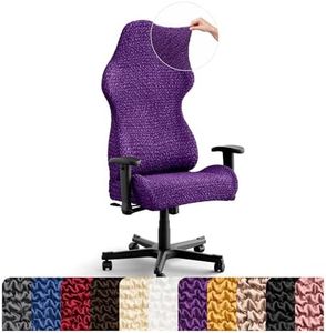 PAULATO BY GA.I.CO. Office & Gaming Chair Slipcover - Stretch Computer Desk Chair Cover with Zipper - Fabric Slipcovers - 1-Piece Form Fit Cover - Microfibra Collection - Purple (Office Chairs)