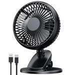 FCOOL Clip Fan, 5000mAh Rechargeable Portable Desk Fan, USB C 4 Speeds 360° Horizontal & 90° Vertical Rotation Quiet Clip on Fan USB Fan Personal Fan for Baby Stroller Home Office Travel Camping