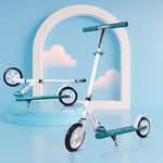 Kidsmate StreetJet Kick Scooter for Aged 6 Years and Above | Kids & Adult Scooter | 2 Wheel Scooter, Foldable Design, 3 Adjustable Height Options with Rear Braking Kick Scooter-Max Load 80kg (White)