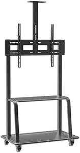 BIG VUE Rolling/Mobile TV Cart with Wheels for 42"-100" Inch LCD LED 4K Flat Screen TVs, TV Floor Stand with Shelf Holds Up to 100 lbs | Adjustable Height Trolley Max VESA 900 x 600 mm
