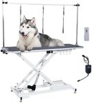 GarveeLife 60" Electric Dog Grooming Table - Adjustable Height 9"-40", Wireless Remote& Hand Control, 330Lb Capacity, Anti-Slip Wheels, for Large Dogs/Cats/Pet, White