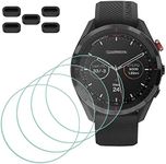 Screen Protector for Garmin Approach S62 Premium GPS Golf Smartwatch [4 Pcs] + Anti-dust Plugs 5Pcs, MTHGH Tempered Glass 9H Hardness Bubble Free Film Ultra-Thin Protective Cover