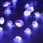 Frienda Purple Amethyst String Light 10ft 40 LEDs Crystal Stone Fluorite, Battery Powered with 12 Modes, Remote and Timer Decor for Wedding Birthday Party Holiday Festive Home Bedroom Garden