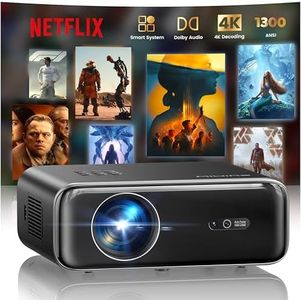 Smart Beamer, jetzt mit Netflix, Dolby Audio, WiMiUS 1300 ANSI Autofokus/6D Trapezkorrektur Led Beamer 4K Heimkino Unterstützt, WiFi Bluetooth Full HD 1080P Outdoor Deckenmontage Projektor für Handy