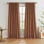 KEQIAOSUOCAI Rust Red Colored Blackout Curtains Linen 72 Inch Length for Living Room 2 Panels Sets Hook Belt Back Tab Drapes Rust Red Curtains for Bedroom Brown Red W50 x L72