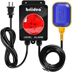 Sump Pump Alarm, Briidea Indoor/Outdoor High Water Septic Tank Alarm with 110dB Loud Alarm and Large LED Indicator, 10ft Level Float Switch, Ideal for Septic Sump Pump Pond Water Tank