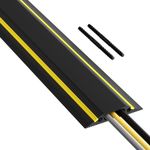 D-Line Floor Cord Cover/Cord Protector - FC83H, Linkable | Protect Cords and Prevent a Trip Hazard | 1.8 Meter (L) - Cable Cavity 30mm (W) x 10mm (H) | Black and Yellow