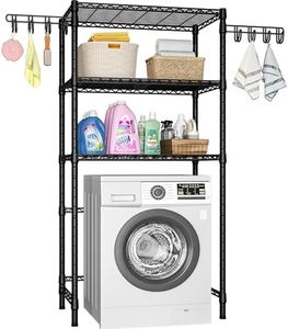 Ulif U8 Laundry Room Storage Organizer, Over The Washer and Dryer Storage Shelves for Laundry Organization, 35" W x 13.4" D x 76.2" H, Suit Washing Machine Width Within 32.6", Hold 304 lb, Black