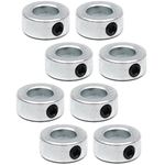 (8-Pack) Zinc Plated Carbon Steel 5/8” Bore Shaft Collars Sets - Screw Style Bore Shaft Collars with 5/8” Bore Size, 1-1/8 Outer Diameter, and 1/2 Width - Suitable for Automotive and Industrial Use