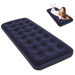 PROBEROS Air Mattress for Camping, Road Trip, Tent, Home, Double Side Inflatable Sleeping Bed Packable Sleeping Mattress Flock Coated Waterproof PVC Air Mattress, 73x 30x8in, Navy Blue