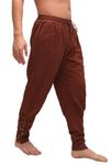 Bslingerie® Men's Medieval Renaissance Elasticated Waist Trousers Pirate Pants (Brown, L)