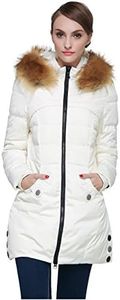 Orolay Women's Down Jacket with Faux Fur Trim Hood Beige S