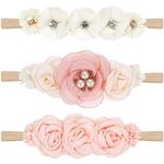 Lusofie 3Pcs Baby Girl Nylon Headbands Floral Infant Flower Elastic Hair Band Bows Wraps for Newborn Toddler Hair Accessorie