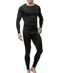 TSLA Men's Thermal Underwear Set, Microfiber Soft Fleece Lined Long Johns, Winter Warm Base Layer Top & Bottom Trousers, Thermal Fleece Black, M